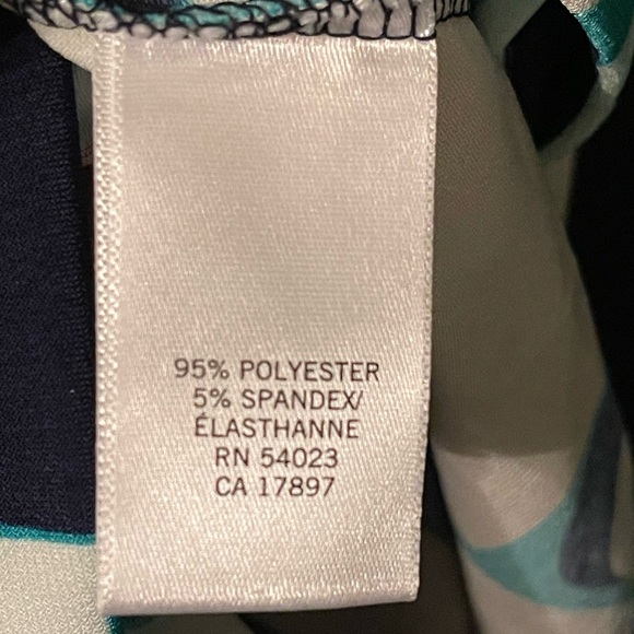 NWT Banana Republic Blue Gray White Black Mod Geometric Wrap Stretchy Midi Dress - Picture 5 of 7